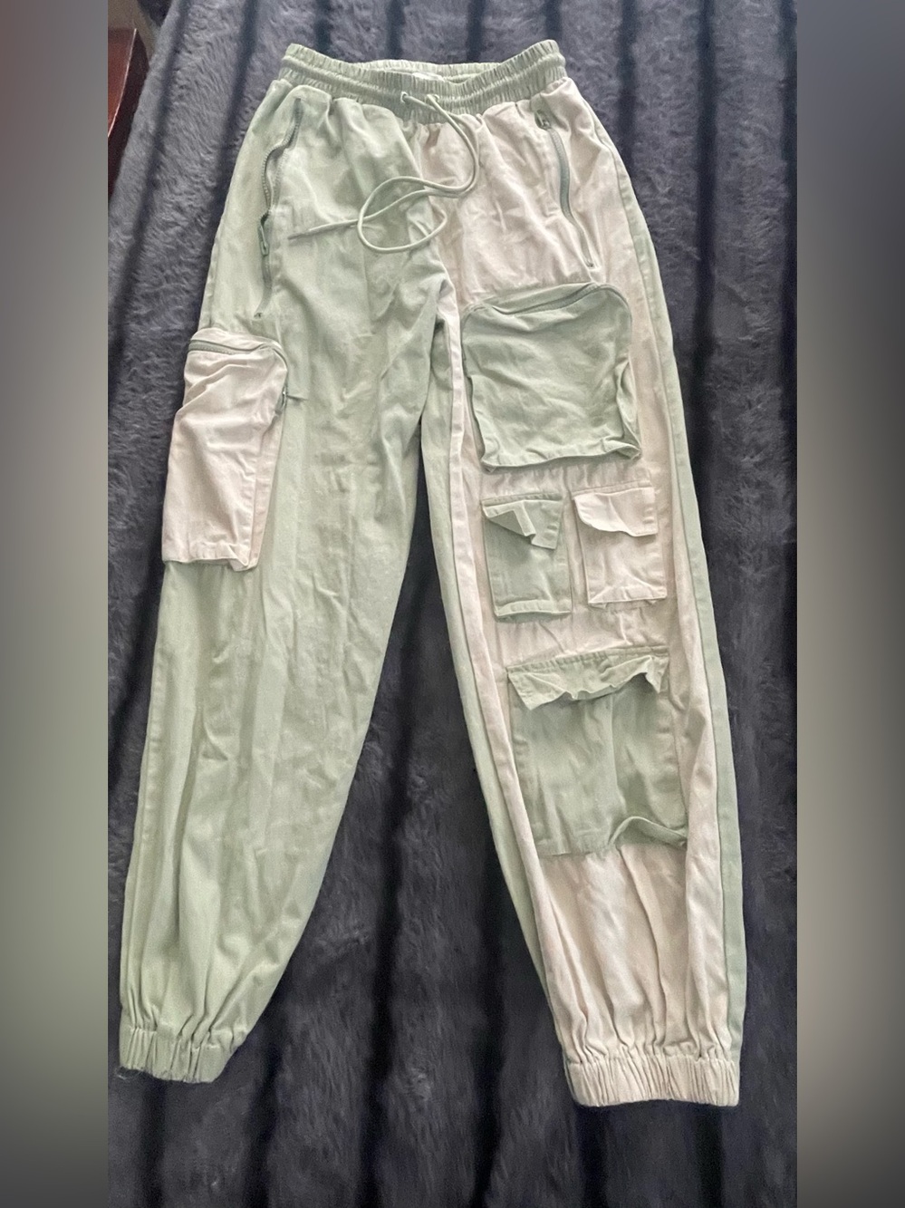 Hot & Delicious Mint Green and White Cargo Jogger Pants